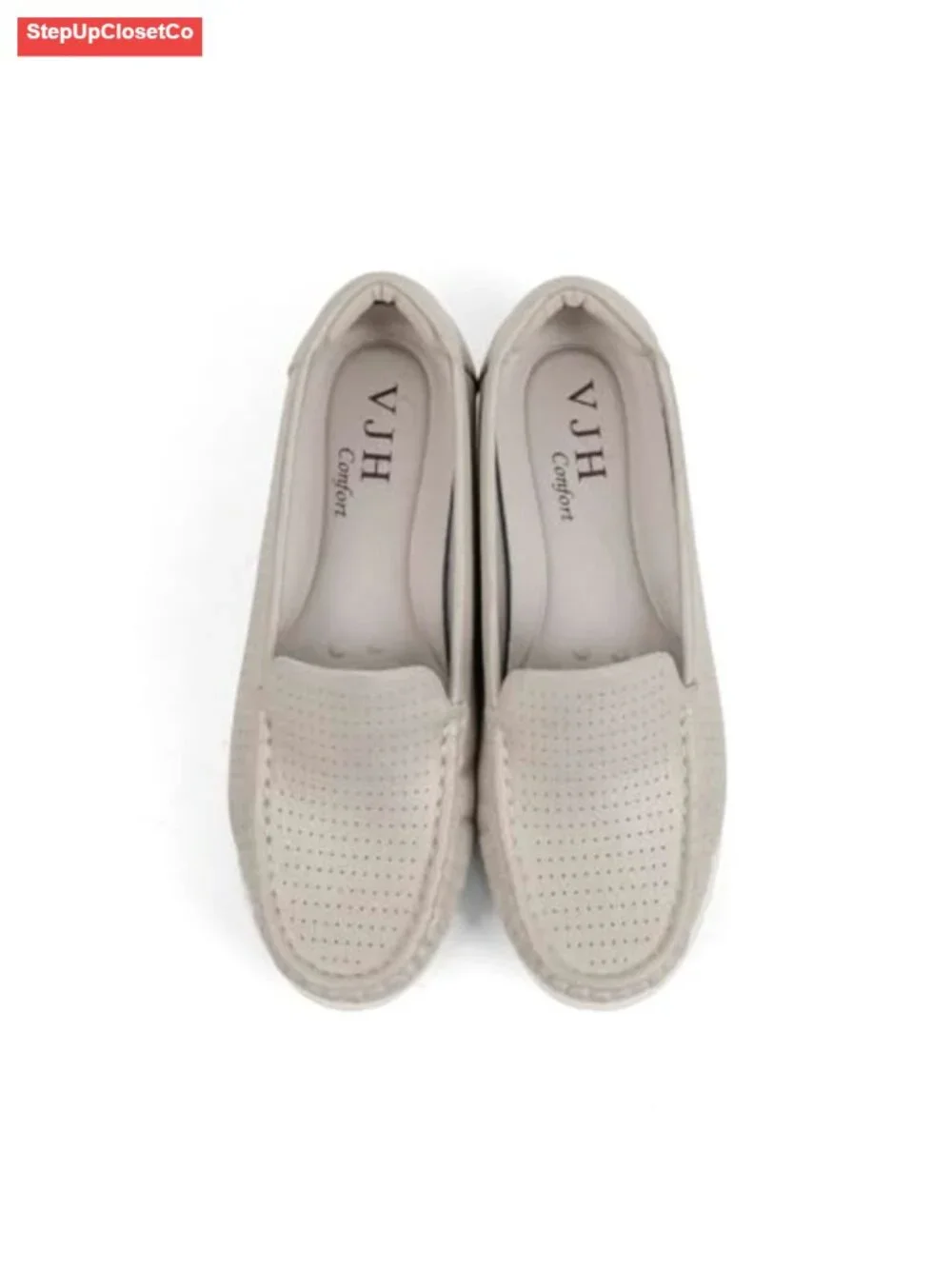 Perforated Faux Leather Loafers Slip-On Women's Driving Walking Shoes